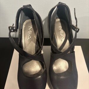 MIA Women's Black Strappy Heels